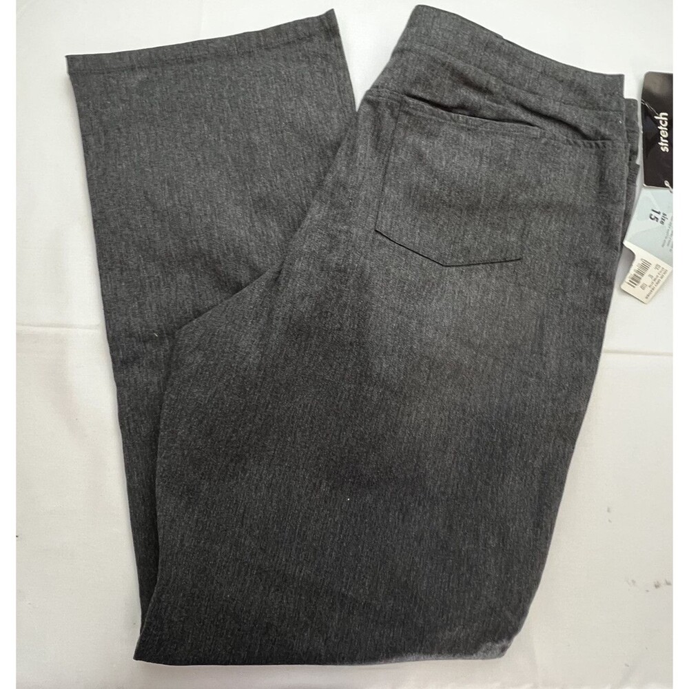 Xhilaration Juniors Charcoal Gray Flat Front Stretch Straight Leg Pants Size 15